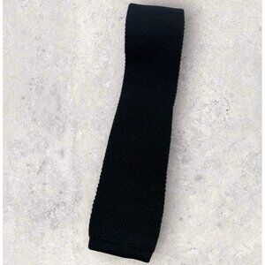 PANCALDI Cotton Knit Tie ITALY Solid Black W:2" EUC